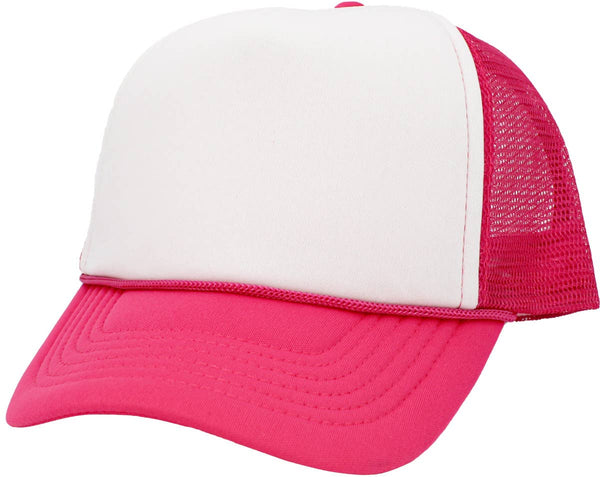 Classic Foam Front Trucker Hat: H.pink-White