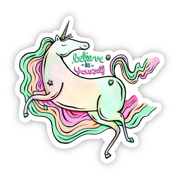 Believe in Yourself Rainbow Unicorn Sticker